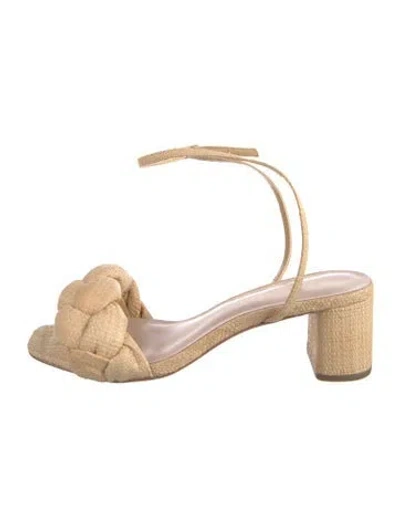 Pre-owned Loeffler Randall Raffia Braided Accents Sandals In Neutrals