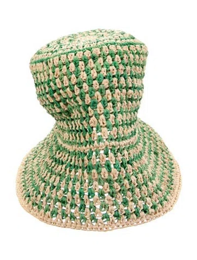 Pre-owned Loeffler Randall Raffia Bucket Hat W/tags In Green