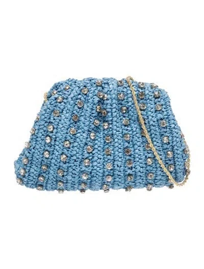 Pre-owned Loeffler Randall Raffia Clutch In Blue