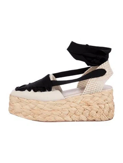 Pre-owned Loeffler Randall Raffia Colorblock Pattern Espadrilles
