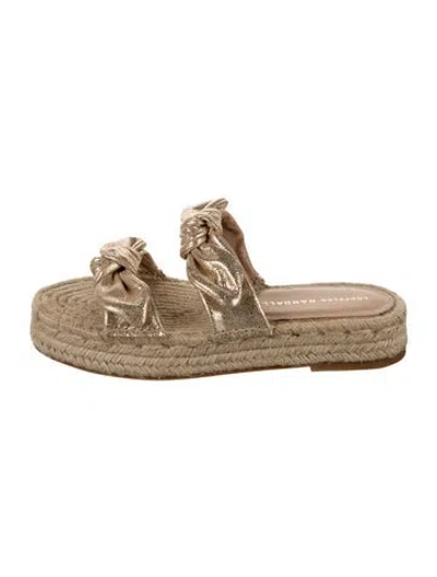 Pre-owned Loeffler Randall Raffia Espadrilles In Gold