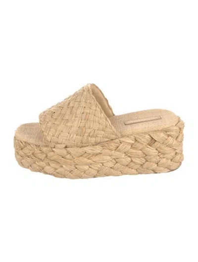 Pre-owned Loeffler Randall Raffia Espadrilles In Neutral