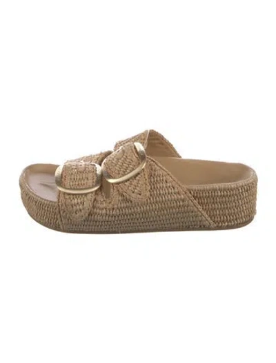 Pre-owned Loeffler Randall Raffia Espadrilles In Neutral