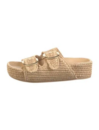 Pre-owned Loeffler Randall Raffia Espadrilles In Neutral
