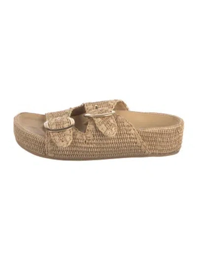 Pre-owned Loeffler Randall Raffia Espadrilles In Neutral
