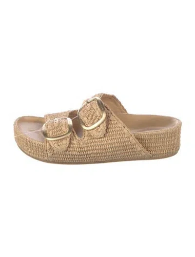 Pre-owned Loeffler Randall Raffia Espadrilles In Neutral