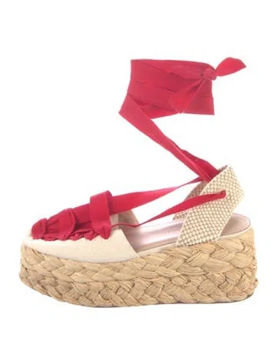 Pre-owned Loeffler Randall Raffia Espadrilles In Neutrals