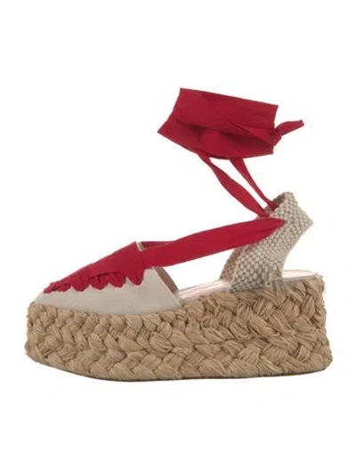 Pre-owned Loeffler Randall Raffia Espadrilles In Red
