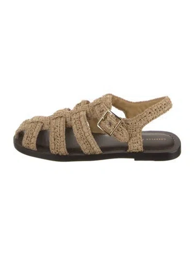 Pre-owned Loeffler Randall Raffia Flats In Brown