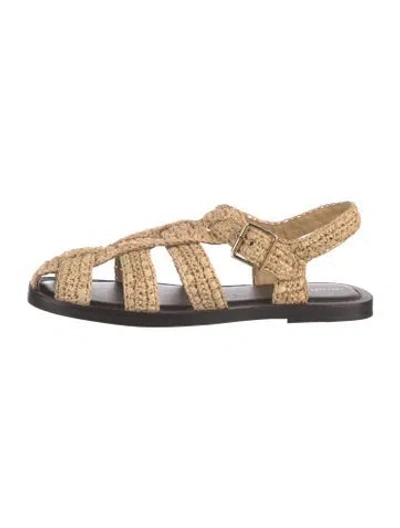 Pre-owned Loeffler Randall Raffia Gladiator Sandals In Brown
