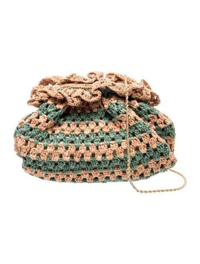 Pre-owned Loeffler Randall Raffia Minaudière In Neutral