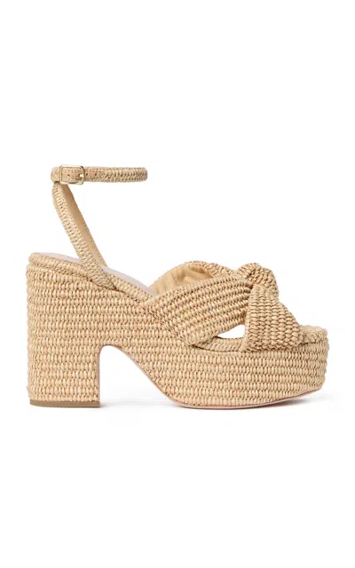 Loeffler Randall Raffia Knotted Chunky Platform Sandals In Natural