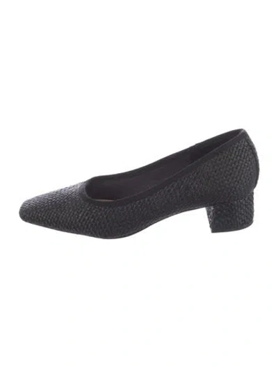 Pre-owned Loeffler Randall Raffia Pumps In Black