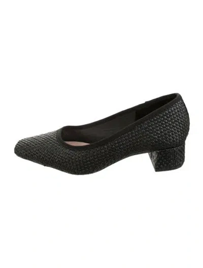 Pre-owned Loeffler Randall Raffia Pumps In Black