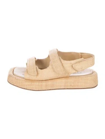 Pre-owned Loeffler Randall Raffia Sandals In Neutral