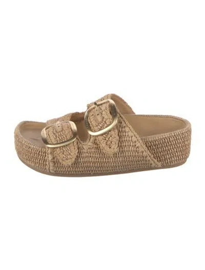 Pre-owned Loeffler Randall Raffia Sandals In Neutrals