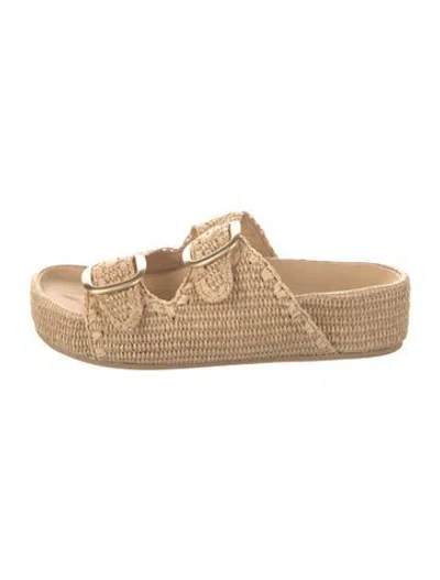 Pre-owned Loeffler Randall Raffia Slides In Neutral