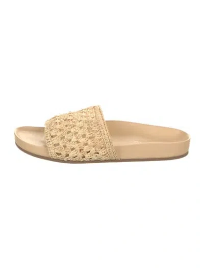 Pre-owned Loeffler Randall Raffia Slides In Neutral