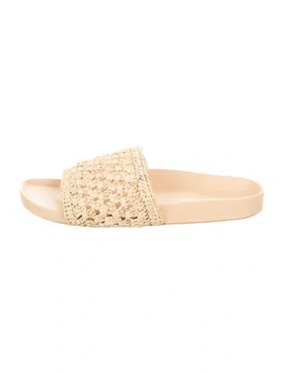 Pre-owned Loeffler Randall Raffia Slides In Neutral