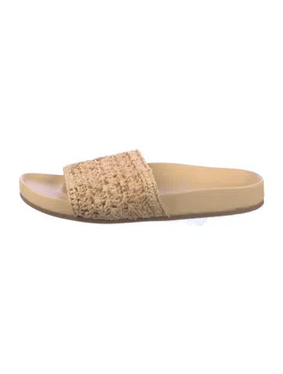 Pre-owned Loeffler Randall Raffia Slides In Neutral