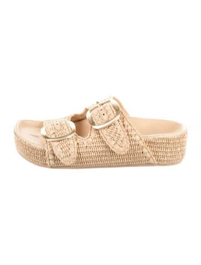 Pre-owned Loeffler Randall Raffia Slides In Neutral