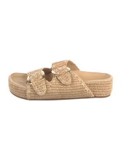 Pre-owned Loeffler Randall Raffia Slides In Neutral