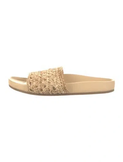Pre-owned Loeffler Randall Raffia Slides In Neutral