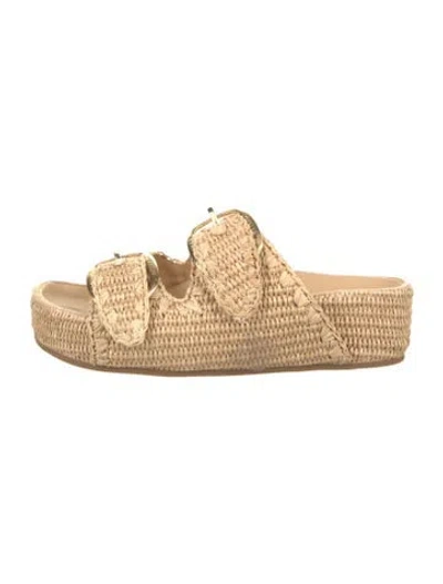 Pre-owned Loeffler Randall Raffia Slides In Neutral