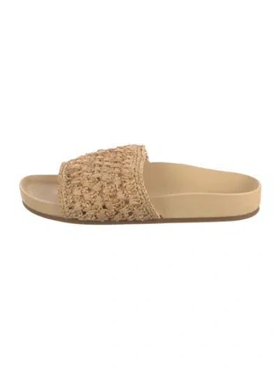 Pre-owned Loeffler Randall Raffia Slides In Neutrals