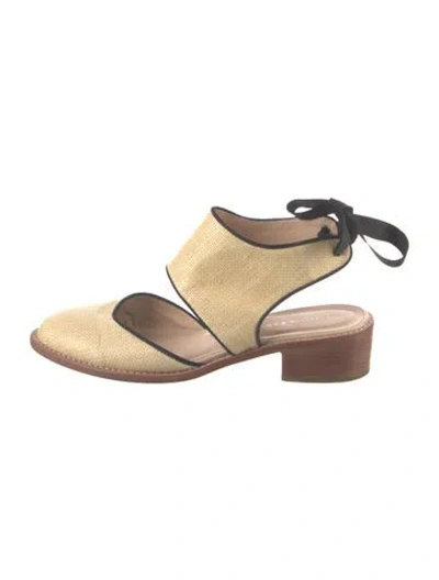 Pre-owned Loeffler Randall Raffia Slingback Flats In Neutral