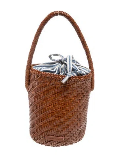 Pre-owned Loeffler Randall Rattan Top Handle Bag In Brown