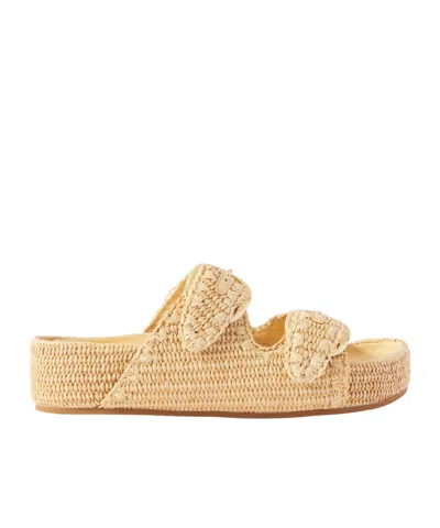 Loeffler Randall Rattan Wide-strap Slippers In Nude