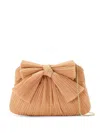 Loeffler Randall Rayne Bow-embellished Plissé-organza Clutch In Orange