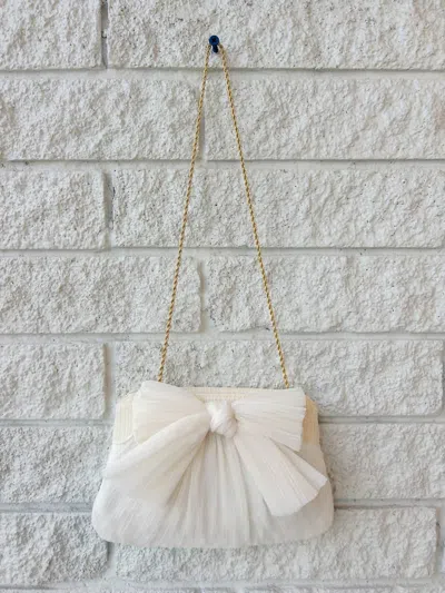 Loeffler Randall Rayne Pleated Bow Clutch In Pearl