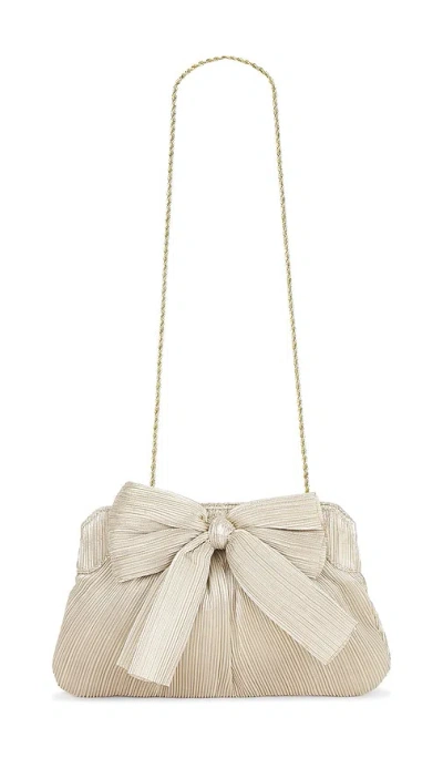 Loeffler Randall Rayne Pleated Bow Clutch In Platinum Metallic