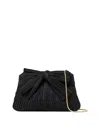 Loeffler Randall Rayne Small Pleated Bow Frame Clutch In Black/silver