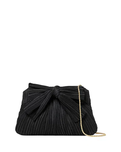 Loeffler Randall Rayne Small Pleated Bow Frame Clutch In Black/silver