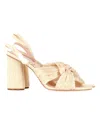 Loeffler Randall Camellia Pleated Bow Heel With Ankle Strap In Gold In White