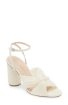 Loeffler Randall Camellia Bow-embellished Plissé-organza Sandals In Pearl