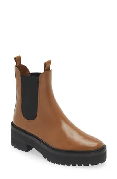 Loeffler Randall Reggie Leather Lug-sole Chelsea Booties In Safari
