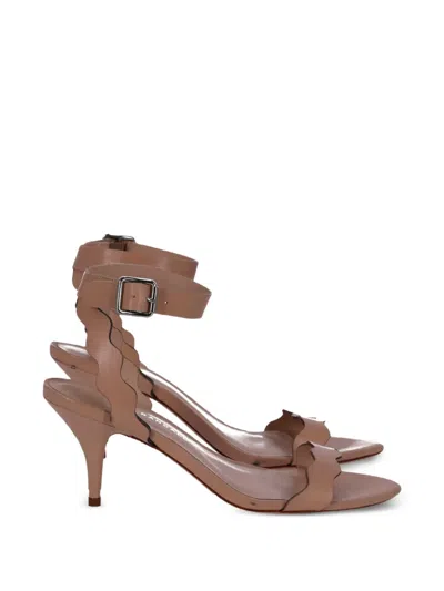 Pre-owned Loeffler Randall Reina Leather Sandals In Neutral