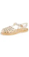 Loeffler Randall Rhys Jelly Sandals With Studs Champagne In Champagne