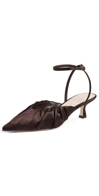 Loeffler Randall Rio Smocked Kitten Heels Chocolate In Brown