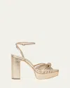 Loeffler Randall Rivka Metallic Knot Platform Sandals In Champagne