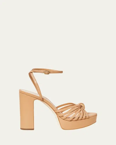 Loeffler Randall Rivka Metallic Knot Platform Sandals In Animal Print