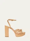 Loeffler Randall Rivka Metallic Knot Platform Sandals In Beige