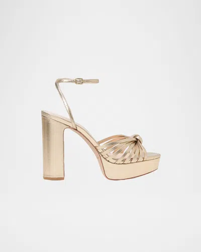 Loeffler Randall Rivka Metallic Knot Platform Sandals In Gold