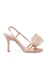 Loeffler Randall Rose-appliquéd Satin Sandals In Pink