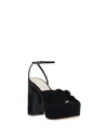 Loeffler Randall Melany Womens Velvet Bow Platform Sandals In Black