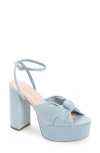 Loeffler Randall Roz Knot Platform Ankle-strap Sandals In Light Denim